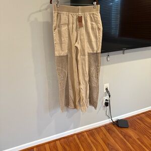 XCVI women’s Tan Crochet Detail Cargo Pants